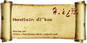Hendlein Ákos névjegykártya